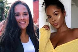 Emma Hallberg, Swedish influencer appears to have darker skin and a curlier hair texture(on the right side) then her normal fair tone and straight hair(on the left)