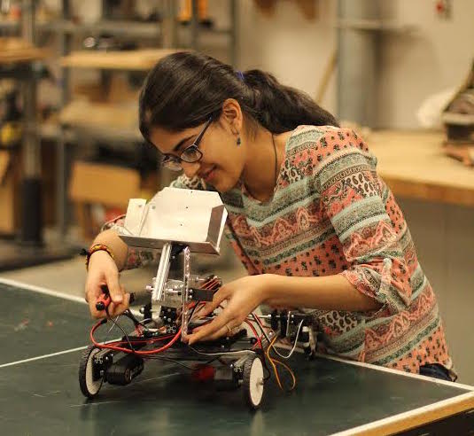 Tanishka Mistry engineers her robot.