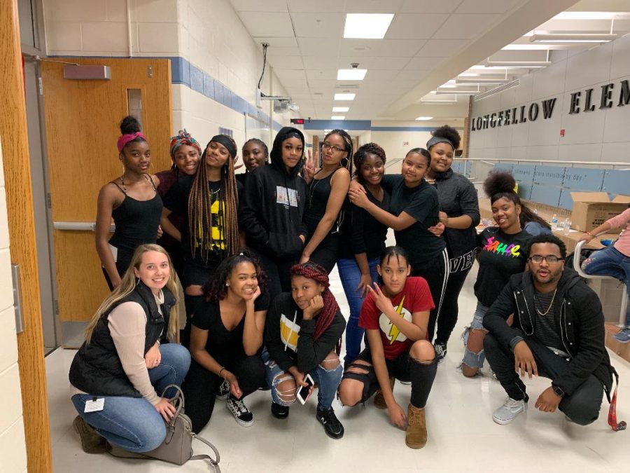 The Step Team is pictured after their performance at Long Fellow elementary school for their culture day. 