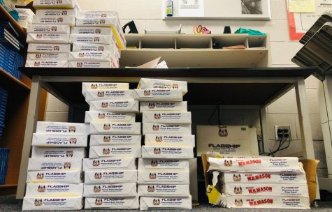Typically, there would be no left over paper by the end of the school year. This year, there’s a surplus. (Photo by Ben Townsend)