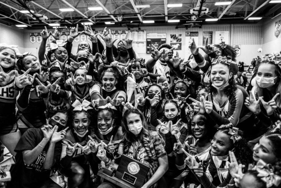 Wilde Lake Cheer after they won the county championship. 