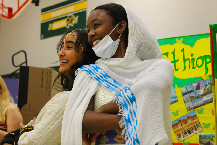 Beruktawit Gebreamlak (left) and Ruth Ayele (right) representing Ethiopia on Culture Day.