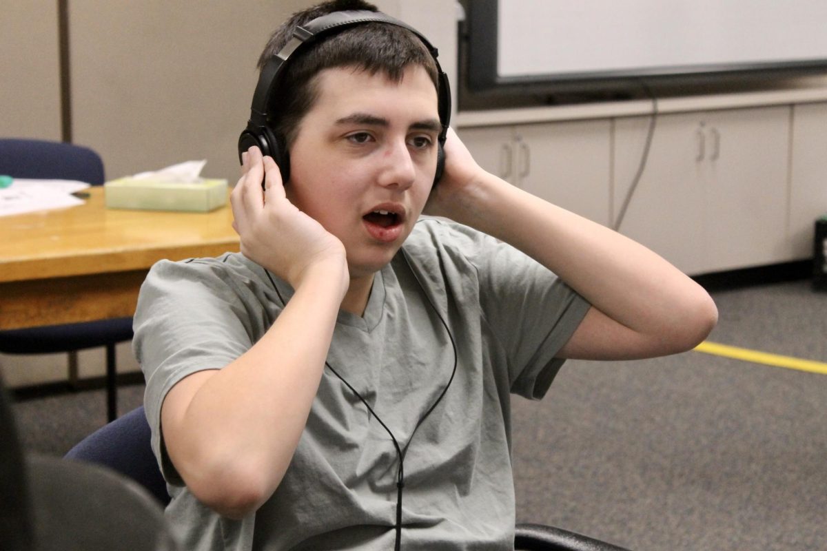 COLUMBIA, MARYLAND February 21, 2024 Gabe Gaetano shows his passion for music while singing and listening to songs on his piano. He has been able to further his passion with the help of Mr. Lally and Mr. Crouch