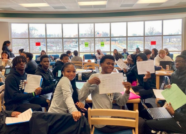 Caturday Study Halls were often packed with students taking advantage of the opportunity to work on assignments and bond with friends at the same time. So many students would come to the study halls that students began to sit on the floor. PHOTO COURTESY OF @HCPSS_WLHS